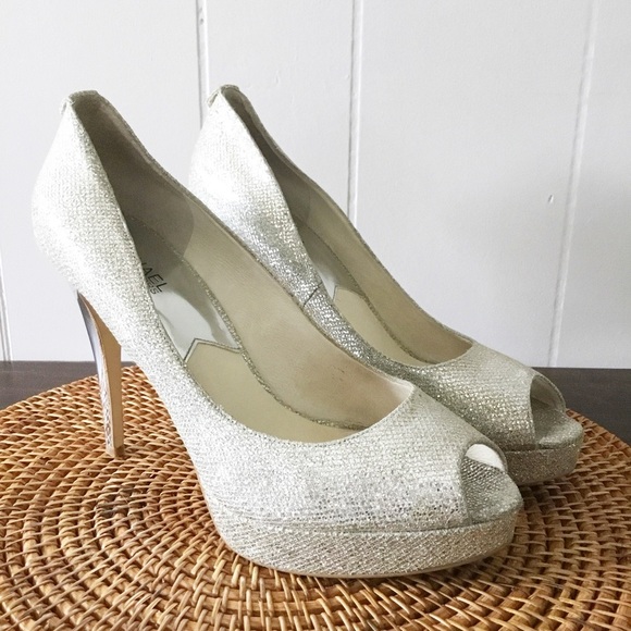 Michael Kors Giltter Platform Heels Silver Size 11 M Woman - Picture 1 of 4